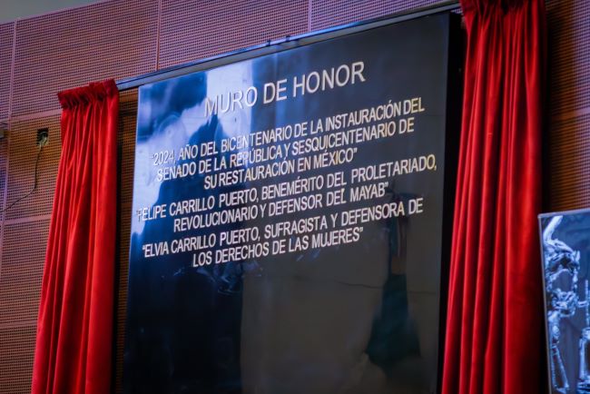 Inscriben en Muro de Honor del Senado nombres de Felipe Carrillo Puerto y Elvia Carrillo Puerto