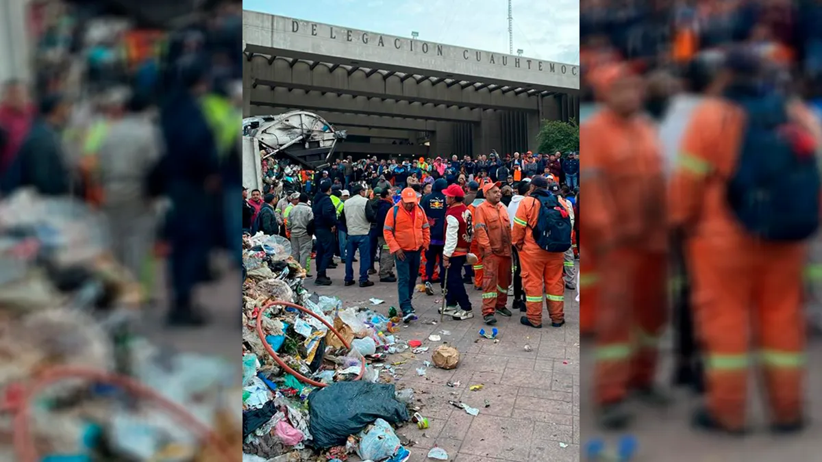 Trabajadores tiran basura en la alcaldía Cuauhtémoc por falta de pago