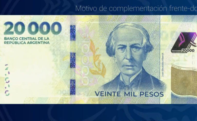 Argentina pone en circulación billetes de 20 mil pesos ante alta inflación; su implementación ayudará en demanda de efectivo