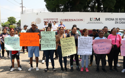 Venezolanos aumentan sus protestas en Chiapas para exigir vuelos de repatriación