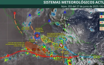 Onda tropical 6 será absorbida por sistema ciclónico; se esperan lluvias intensas y deslaves