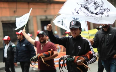 Marchan en la CDMX a favor de las peleas de gallos y las corridas de toros