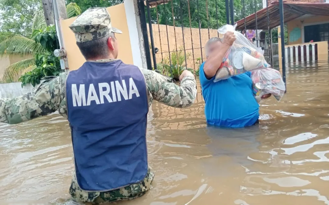 Marina auxilia a población de Tamaulipas y Veracruz tras paso de tormenta “Barry”
