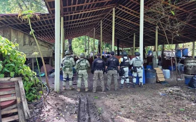 Inhabilitan laboratorio en Palenque, Chiapas; aseguran 900 kilogramos de metanfetaminas
