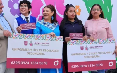 Clara Brugada entrega tarjetas para útiles y uniformes escolares y anuncia más programas