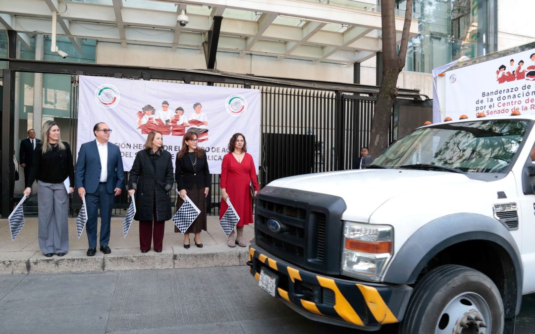 Presidenta del Senado da banderazo de salida a 12.6 toneladas de víveres para damnificados por las lluvias