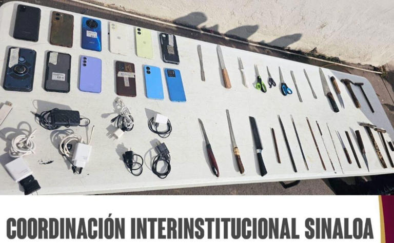 Aseguran celulares, drogas y objetos punzocortantes en penales de Culiacán y Los Mochis