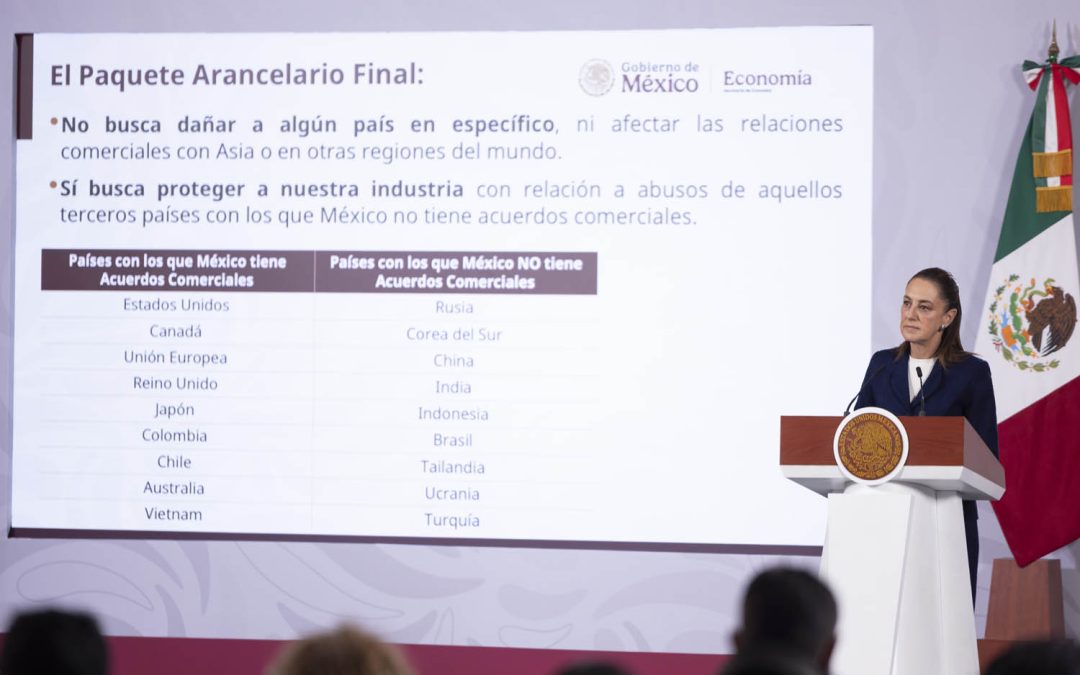Entrarán en vigor el 1 de enero de 2026, aranceles a productos asiáticos: Sheinbaum