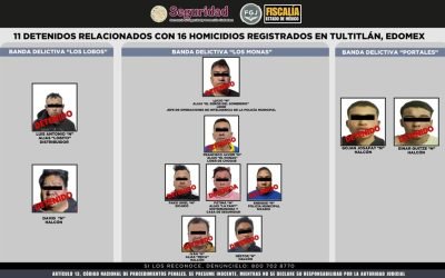 Capturan a 11 personas por homicidio y venta de droga en el Estado de México