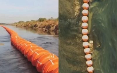 Barreras flotantes de EU en el Rio Bravo para detener la inmigración ilegal.