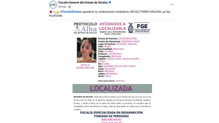 Localizan a “La Nicholette” la influencer secuestrada en Culiacán