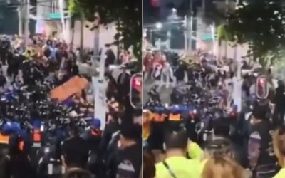Policías y asistentes protagonizan riña en Viacrucis de Iztapalapa ante cierre por sobrecupo