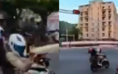 Captan a motociclista disparando al aire en Paseo de la Reforma frente a instalaciones federales