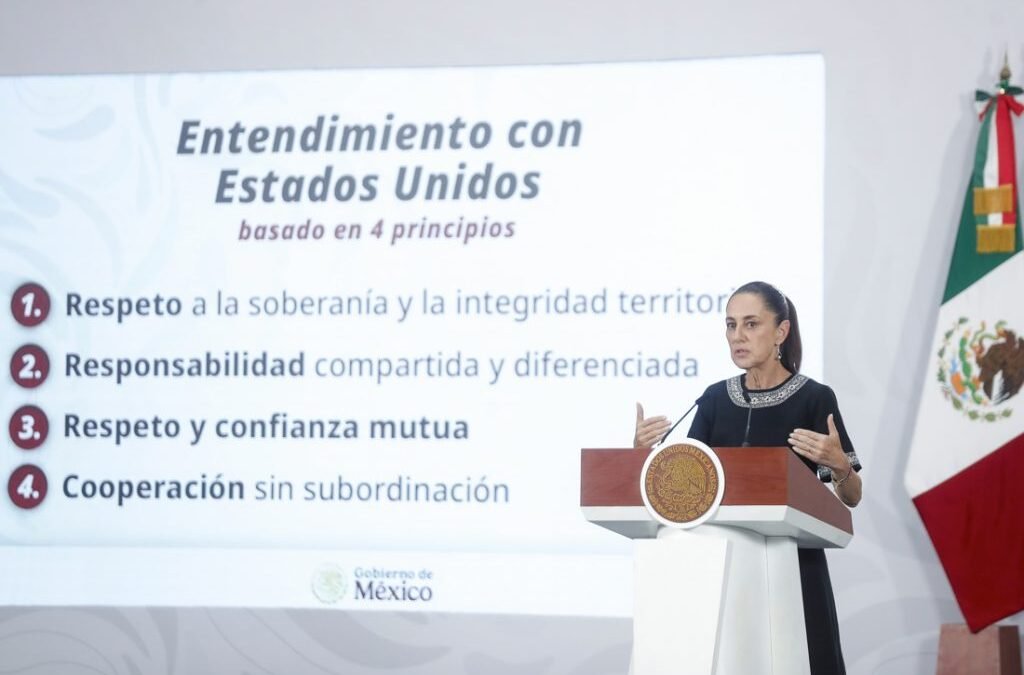 Responde Sheinbaum a Trump que en México sí se actúa contra los Cárteles, y le expone 4 principios para coordinar mejor su combate.