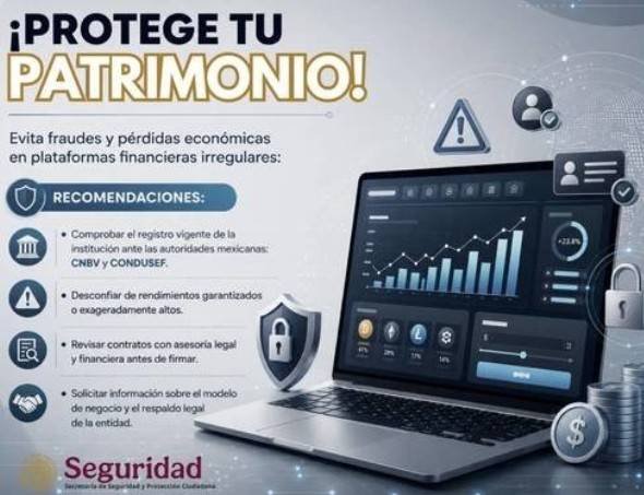Alerta SSPC sobre fraudes de inversión