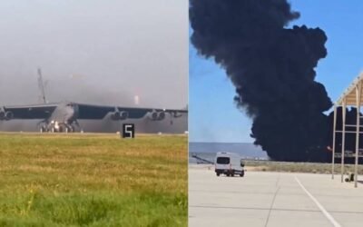 Mueren ocho tripulantes en accidente de bombardero B-52 en California