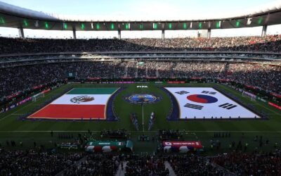 Engalanó el cielo de Guadalajara, la Fuerza Aérea Mexicana antes del encuentro de Futbol entre México-Corea del Sur.