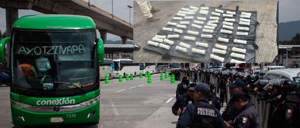 Decomisan 59 explosivos en convoy de Ayotzinapa en Tlalpan