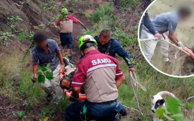 Joven sobrevive a caída de 5 metros y es rescatado por equipos de emergencia