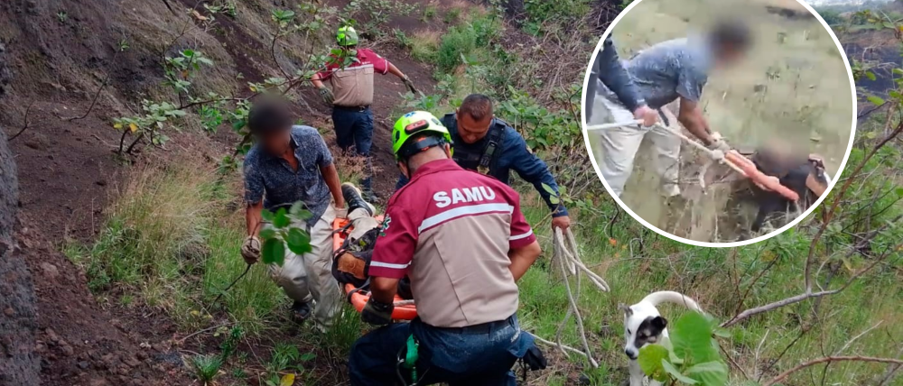 Joven sobrevive a caída de 5 metros y es rescatado por equipos de emergencia