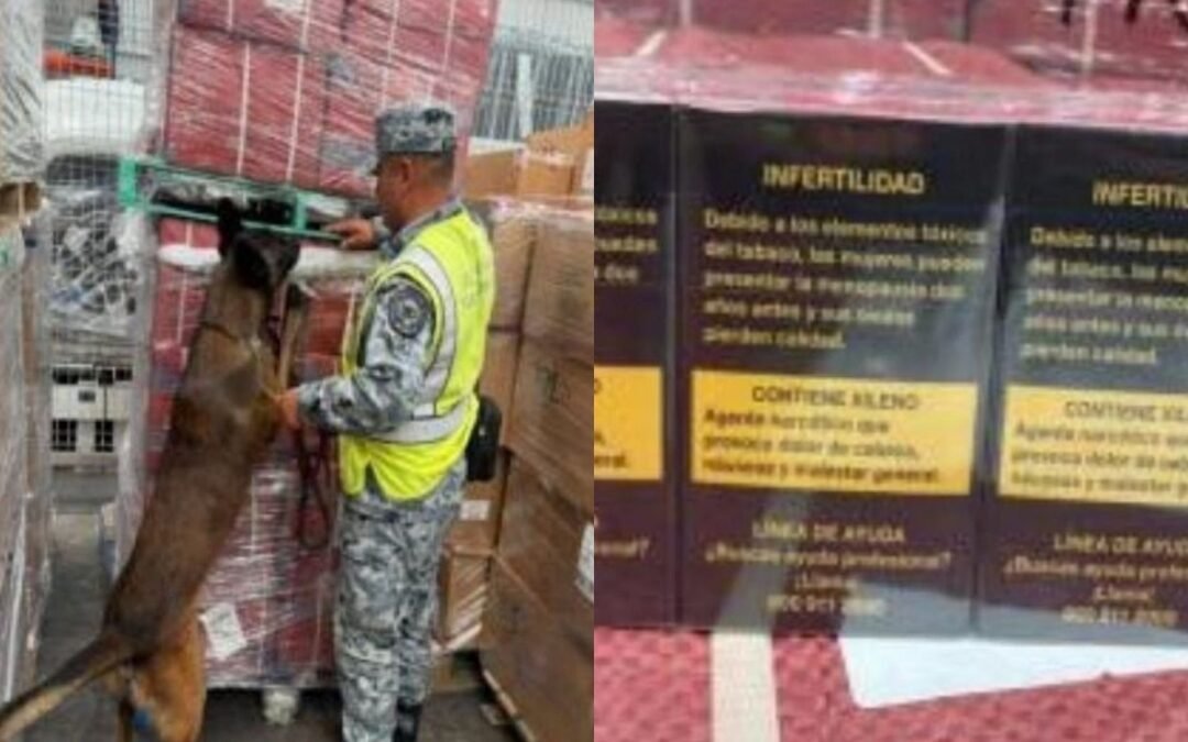 Aseguran en el AIFA cargamento de 84 mil cigarrillos ilegales de Bélgica
