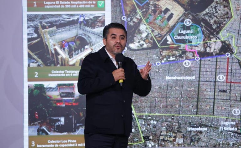 Conagua reporta 90% de avance en obras contra inundaciones en Iztapalapa, La Paz y Neza
