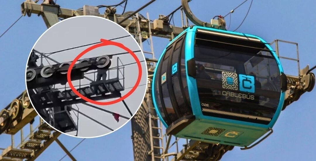 Sujeto se sube a torre de Cablebús y provoca interrupción de servicio, en Línea 1