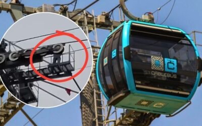Sujeto se sube a torre de Cablebús y provoca interrupción de servicio, en Línea 1