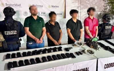 Grupo de Operaciones Especiales asegura arsenal y detiene a cuatro hombres en la colonia Villa Universidad de Culiacán