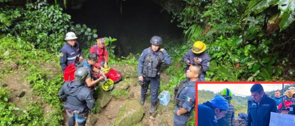 Intensifican búsqueda de tres personas atrapadas en gruta de Cuetzalan, Puebla