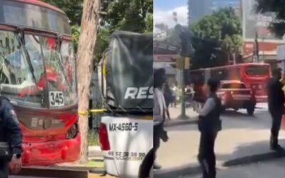 Choque entre dos unidades de Metrobús deja 16 lesionados en Insurgentes Sur