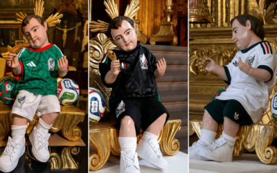 Visten al Niño Dios de la Catedral con el uniforme de la Selección Mexicana