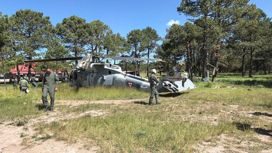 Falla un helicóptero en el Centro de Adiestramiento de la FAM en Durango; no hubo víctimas. 