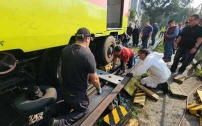 Se descarrila un tren de la Línea 3 del Metro de la CDMX en los talleres de Ticomán