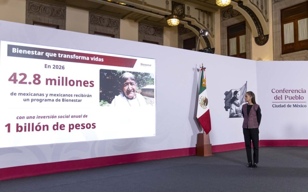 Programas para el Bienestar beneficiarán a 42.8 millones en 2026: Sheinbaum