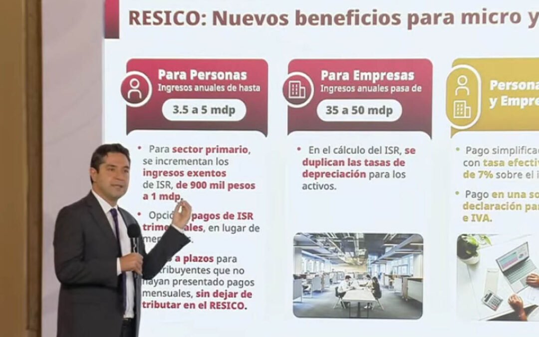 Plantea Gobierno ampliar beneficios del RESICO para micro y pequeñas empresas en 2027