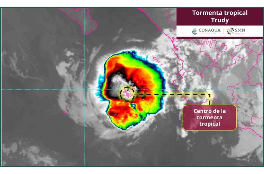 “Trudy”, tormenta tropical, deja lluvias, vientos y oleaje en el Pacífico mexicano