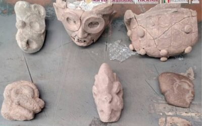 Aseguran seis piezas arqueológicas en el AICM que serían enviadas a Gran Bretaña