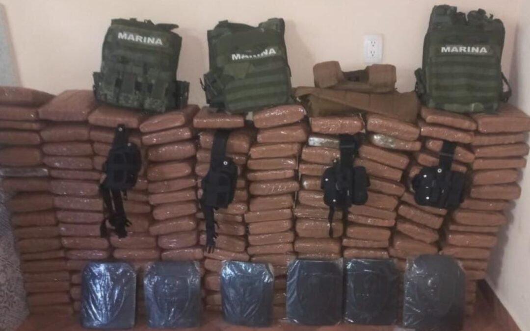 Aseguran más de 160 paquetes de drogas y armas en Juchitán, Oaxaca